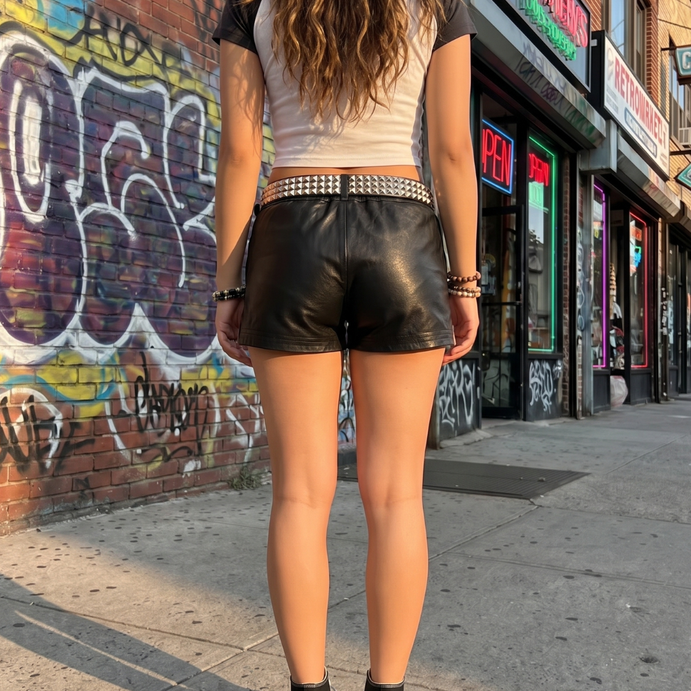Drawstring Faux Leather Shorts