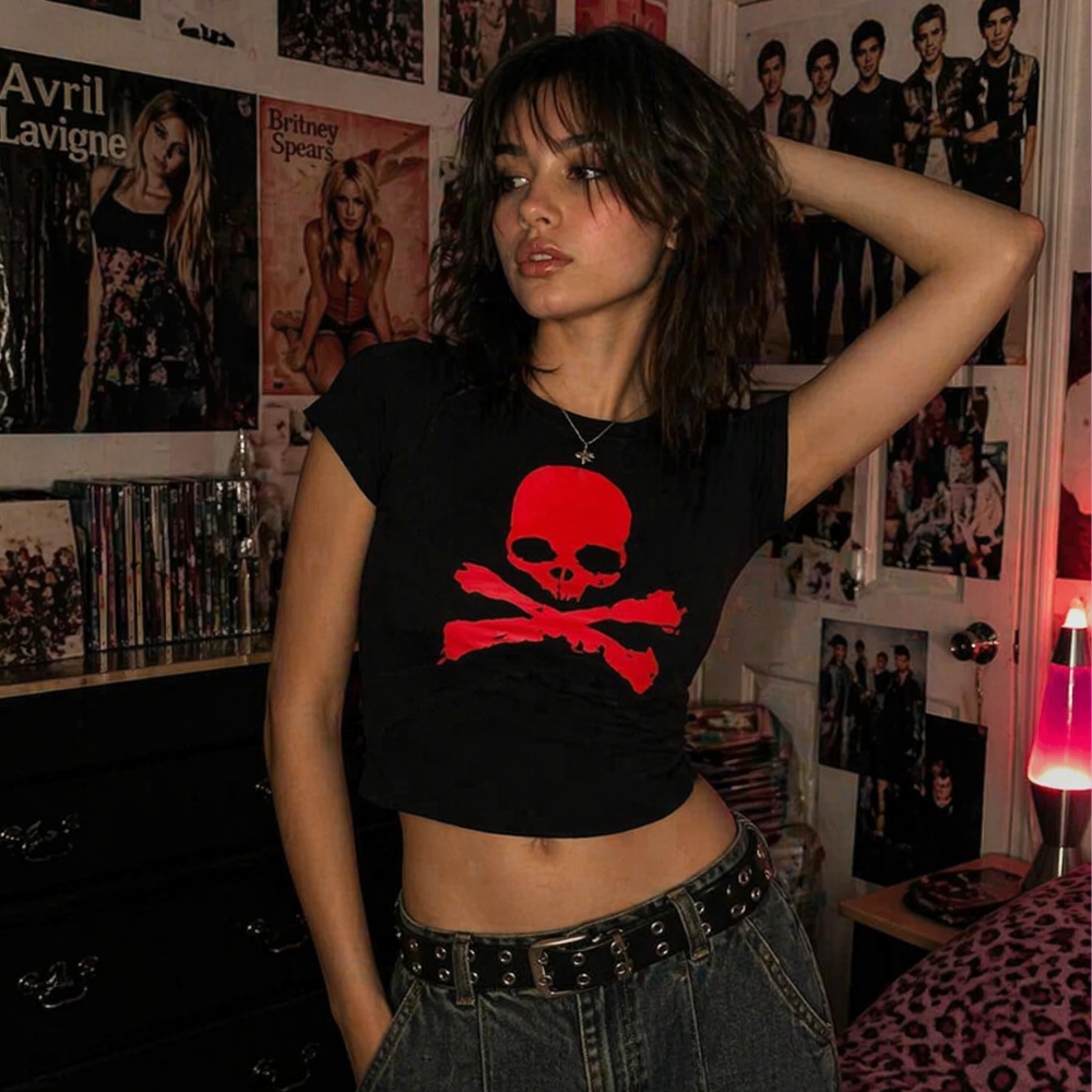 Skull Baby Tee Y2K
