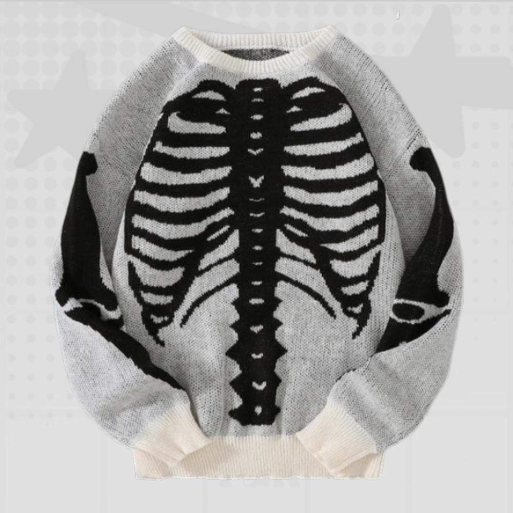 Oversized Y2K Skeleton Sweater