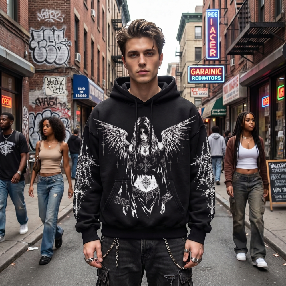 Y2K Gothic Angel Hoodie