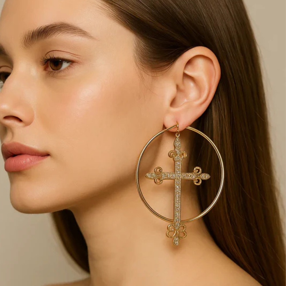 Cross Hoop Earrings