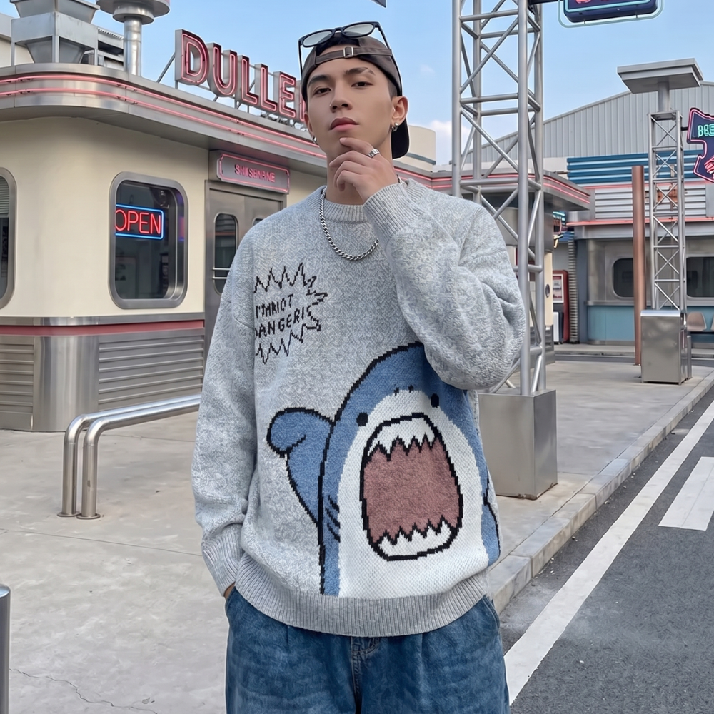 Cartoon Shark Y2K Sweater