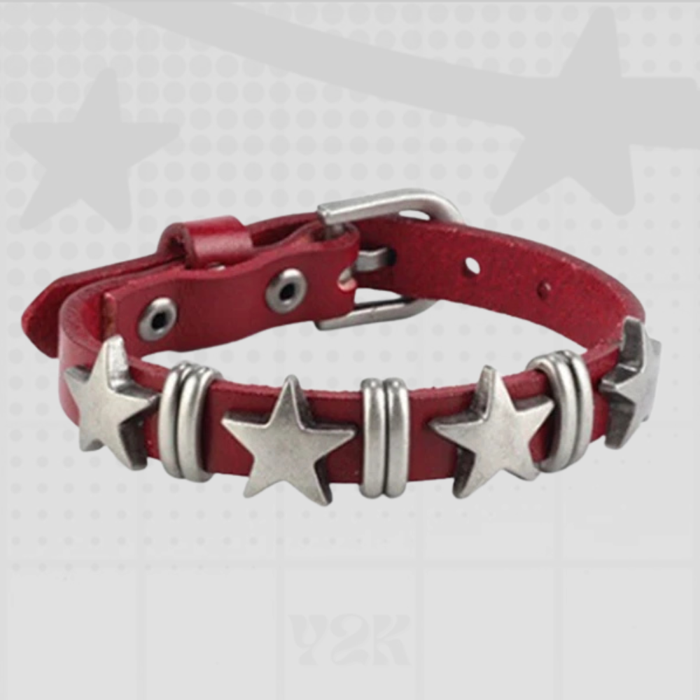 Y2K Star Leather Bracelet