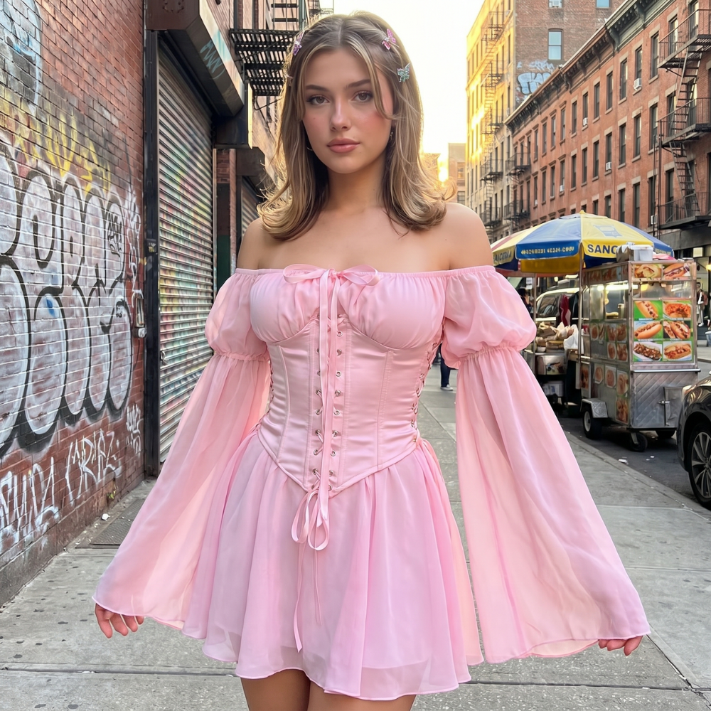 Y2K Off Shoulder Mini Dress