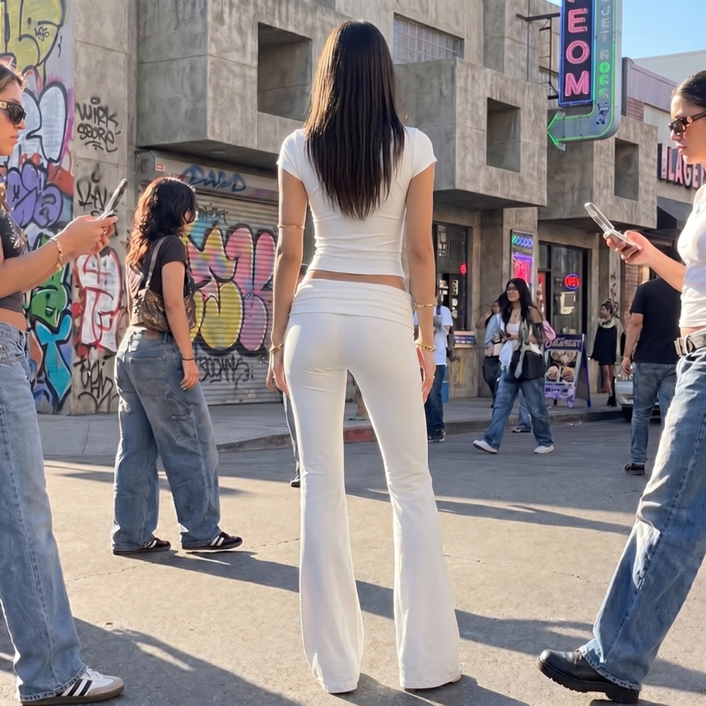Y2K Keyhole Flare Pants Set