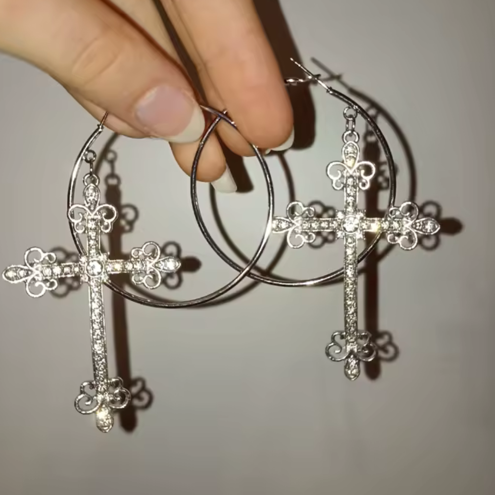 Cross Hoop Earrings