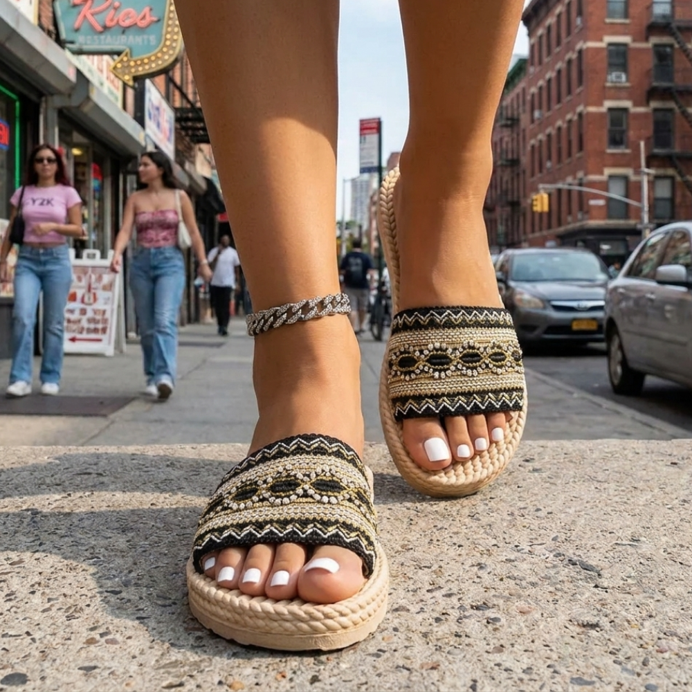 Boho Beaded Slide Sandals