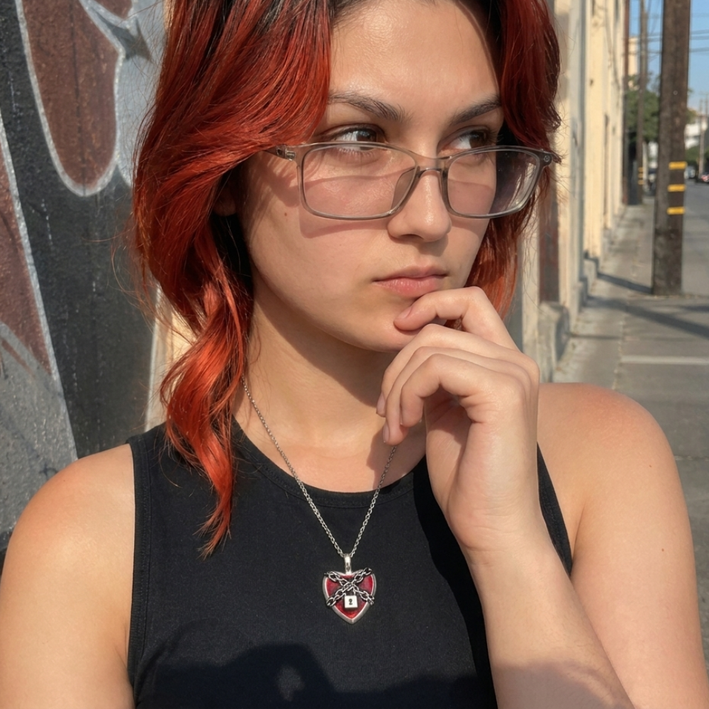 Y2K Gothic Red Heart Necklace