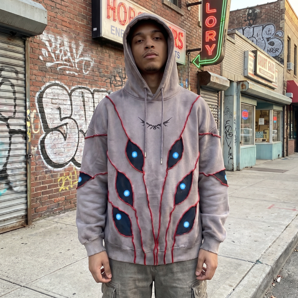Gothic Eye Patchwork Hoodie
