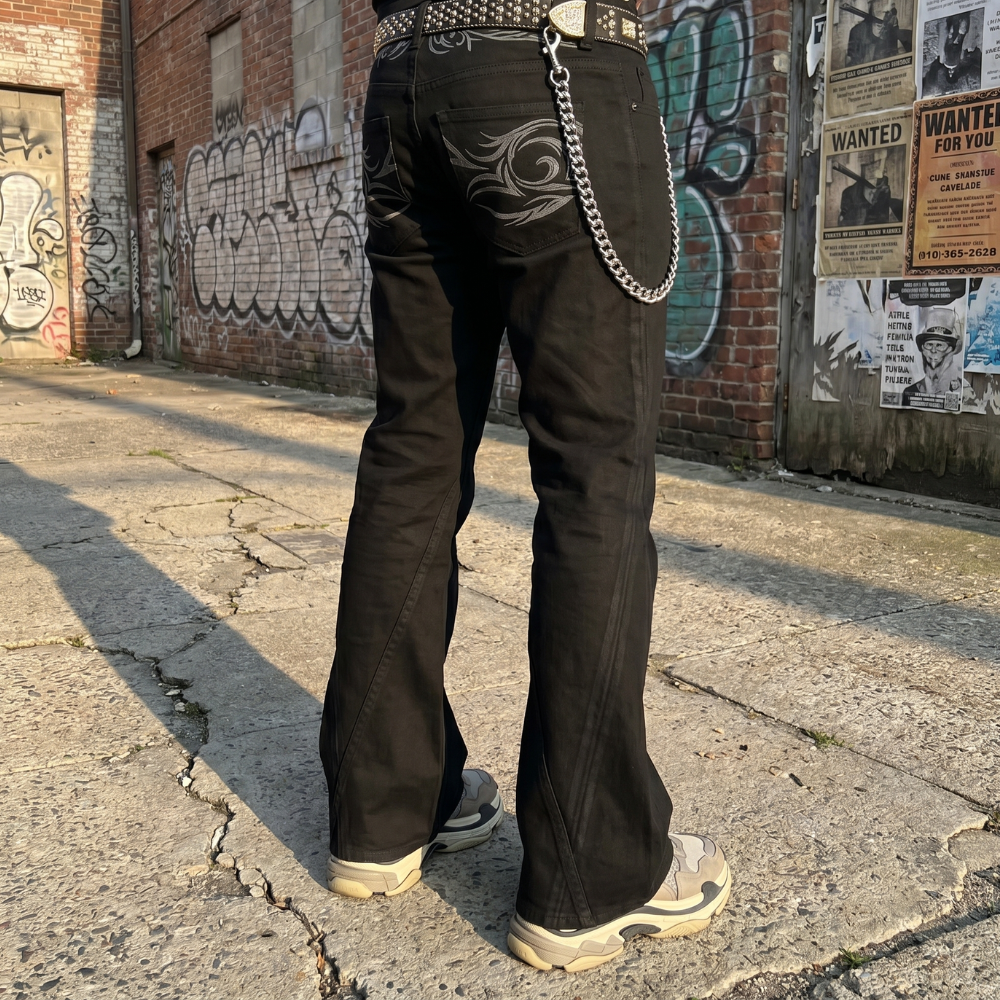 Gothic Flared Tribal Jeans