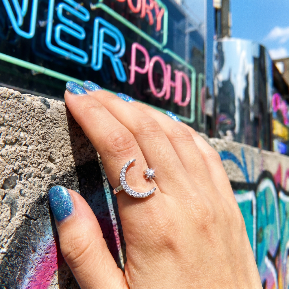 Y2K Moon Star Rings