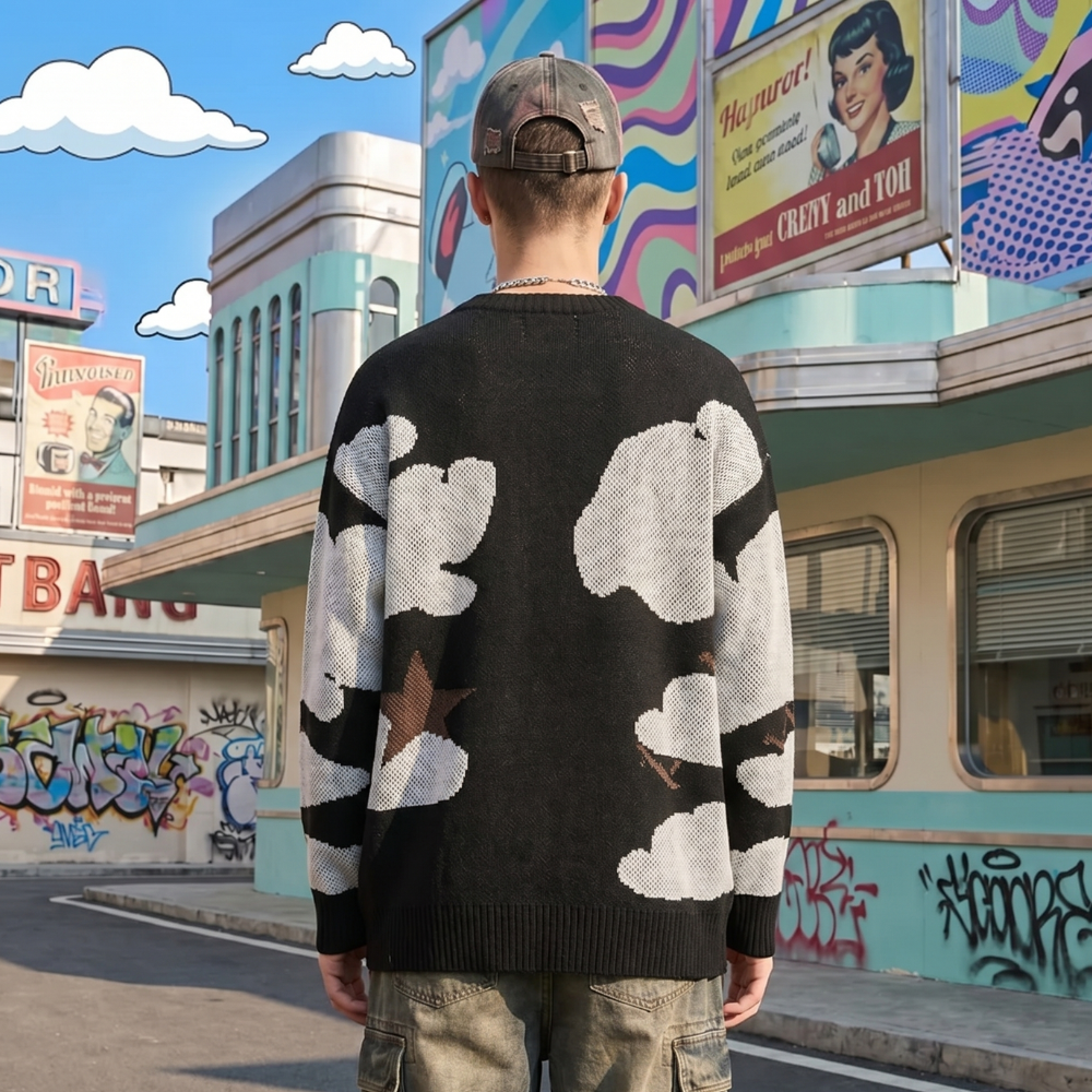 Printed Y2K Knit Sweater
