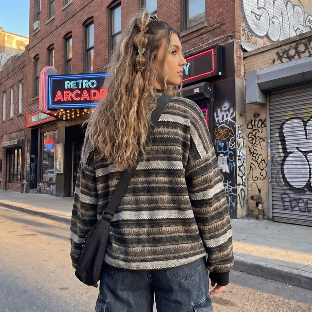 Oversized Striped Y2K Sweater