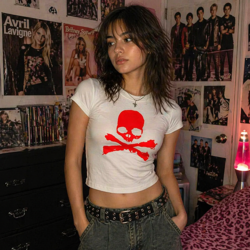 Skull Baby Tee Y2K