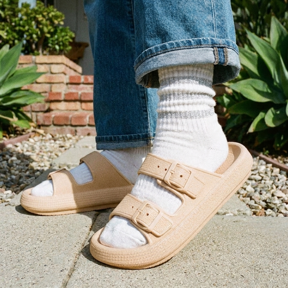 Double Buckle Cloud Slides