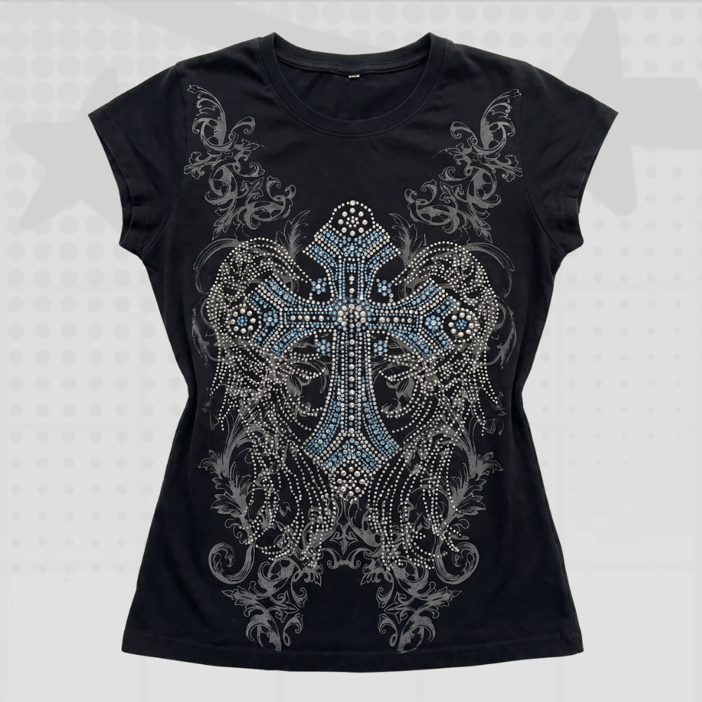 Rhinestone Shirt Y2K
