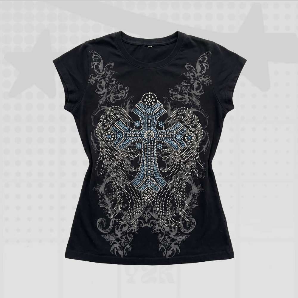 Rhinestone Shirt Y2K