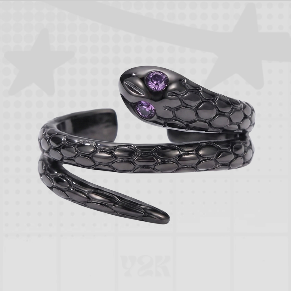 Y2K Black Snake Ring