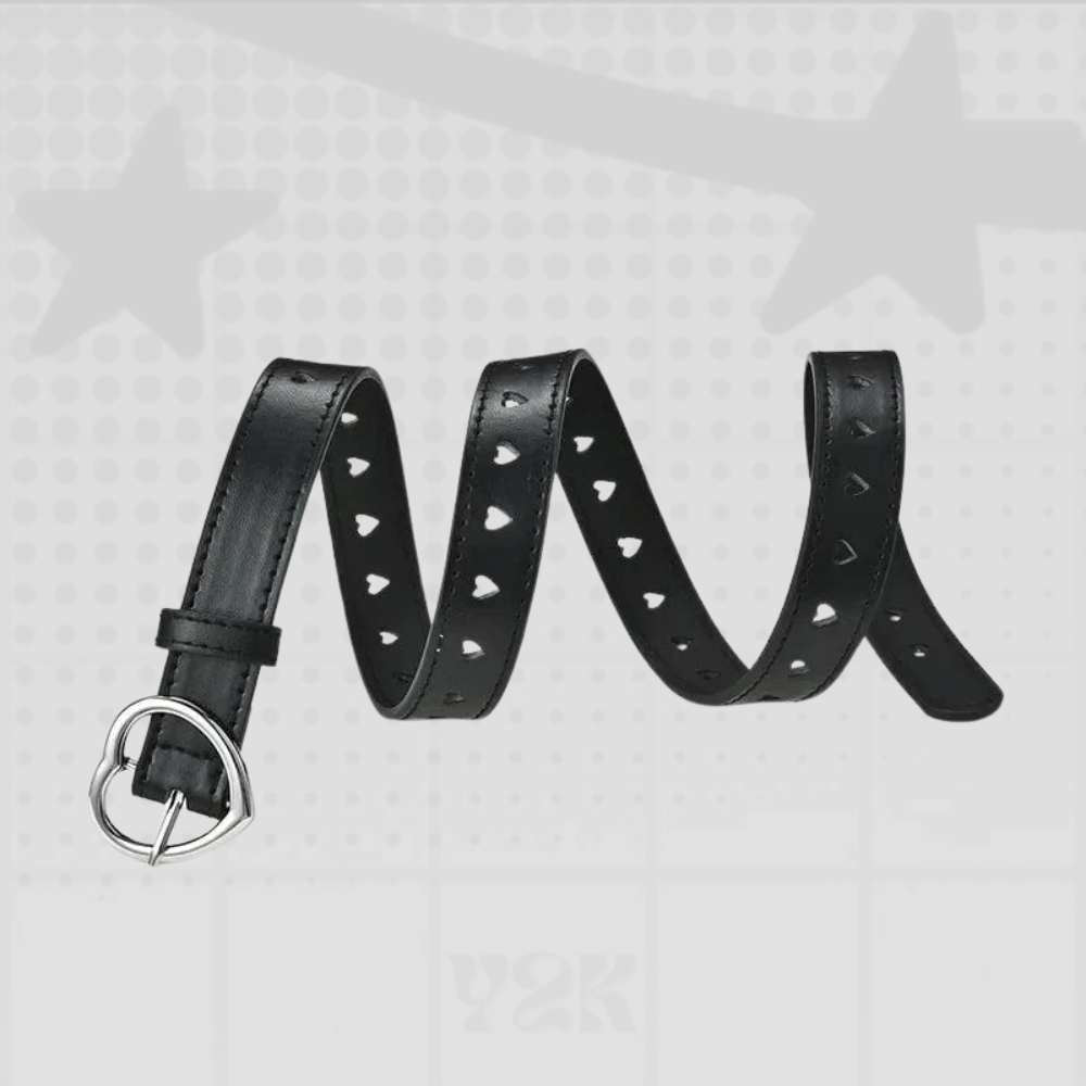 Heart Buckle Leather Y2K Belt
