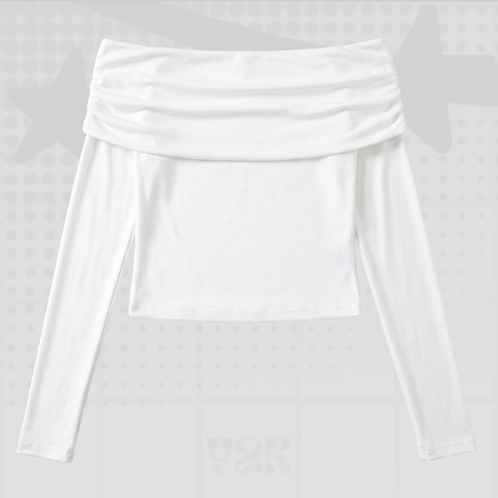 Y2K Off-Shoulder White Crop