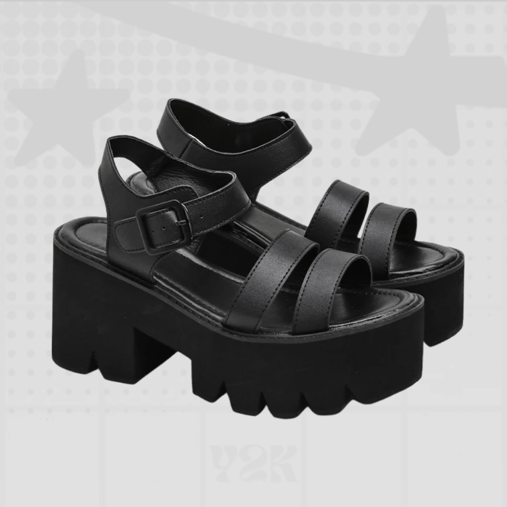 Black Y2K Chunky Heel