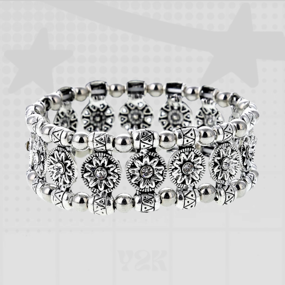 Y2K Silver Beaded Bracelet