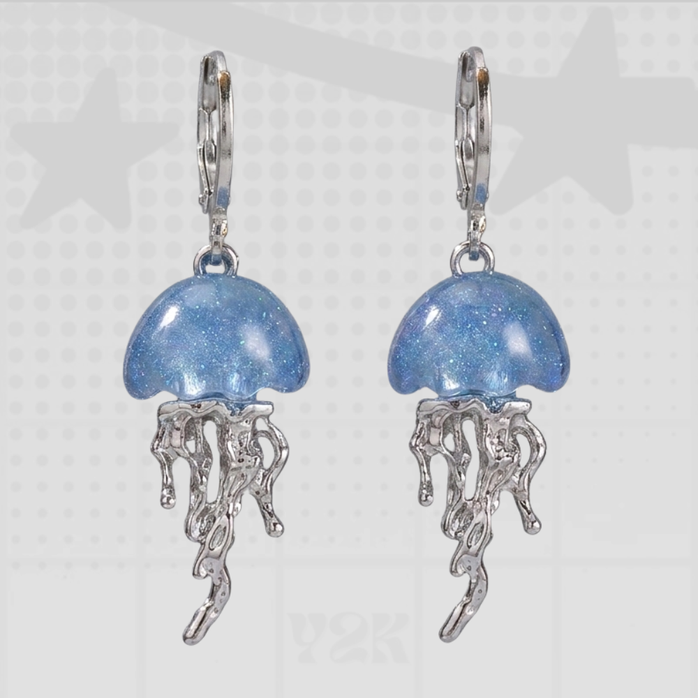 Cute Blue Jellyfish 2000s Earrings