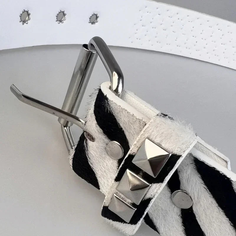 Y2K Leopard Studded Belt