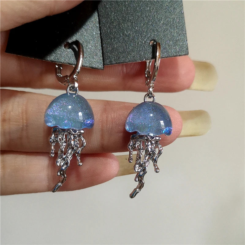 Cute Blue Jellyfish 2000s Earrings