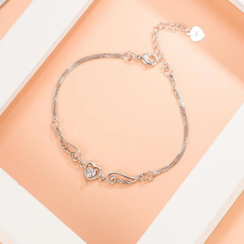 Sterling Silver Angel Heart Bracelet