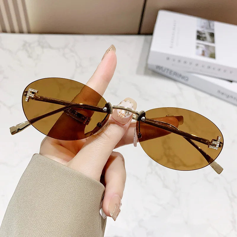 Y2K Frameless Oval Sunglasses
