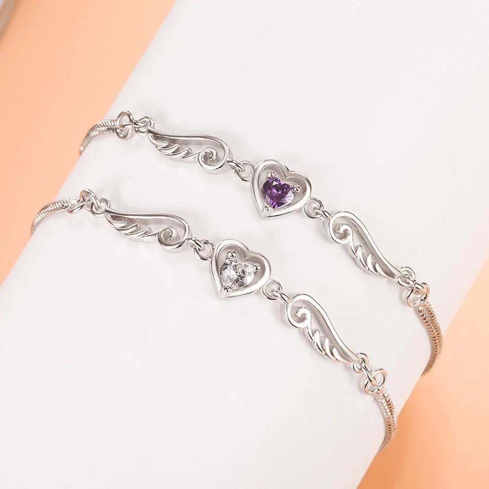 Sterling Silver Angel Heart Bracelet