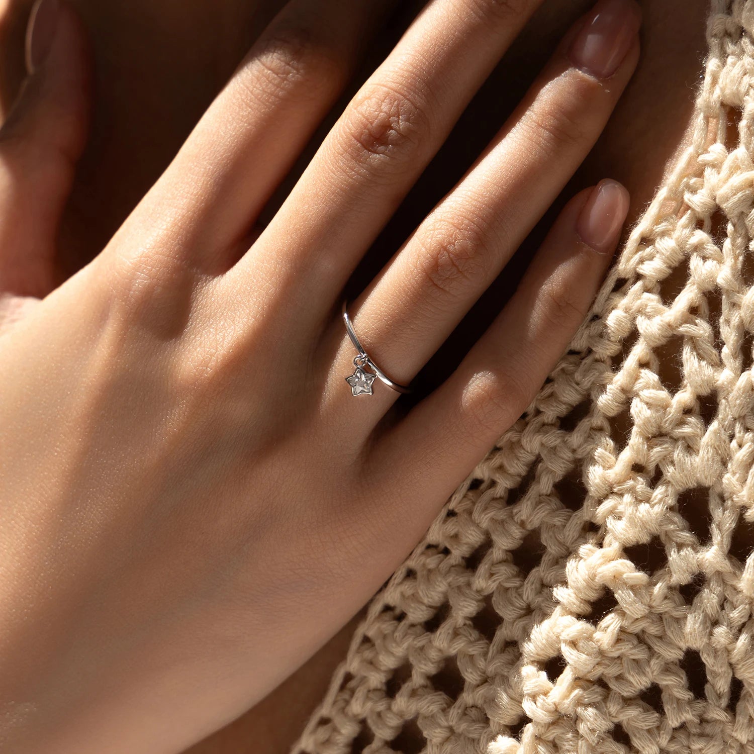 Y2K Silver Star Charm Ring