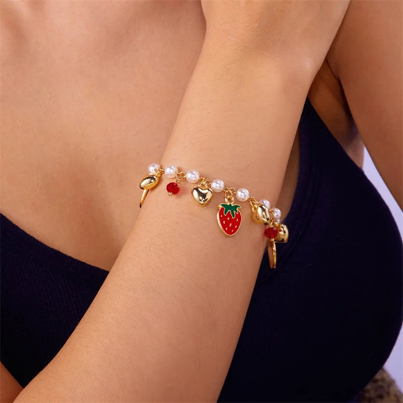 Y2K Pearl Charm Bracelet