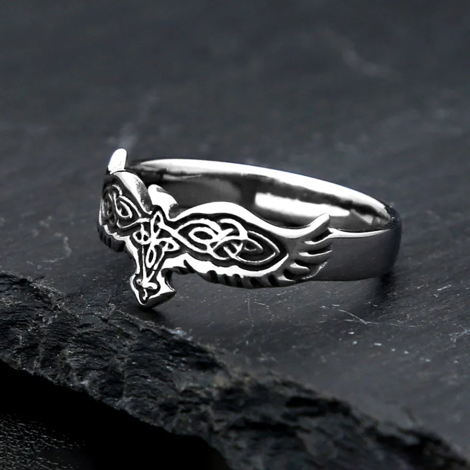 Y2K Silver Eagle Ring