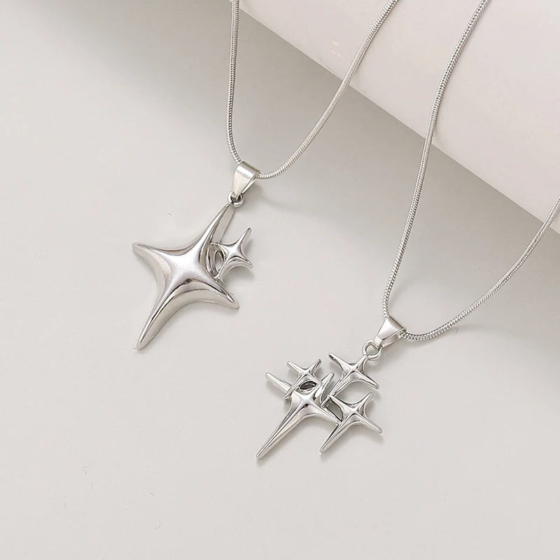 Y2K Silver Star Necklace