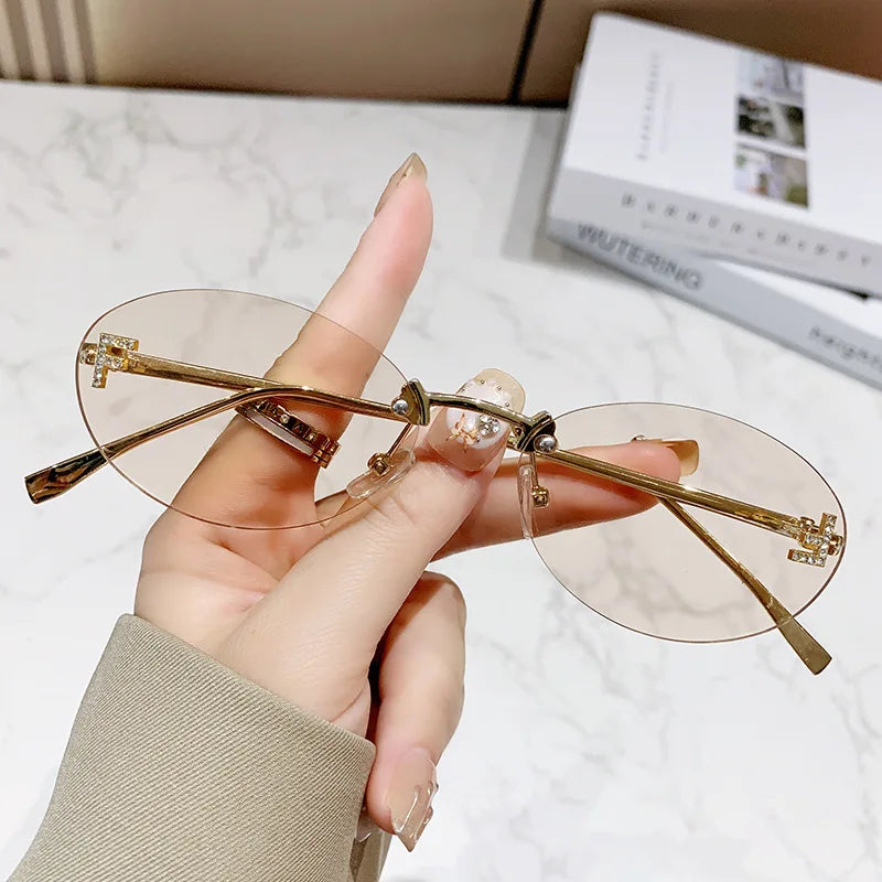 Y2K Frameless Oval Sunglasses