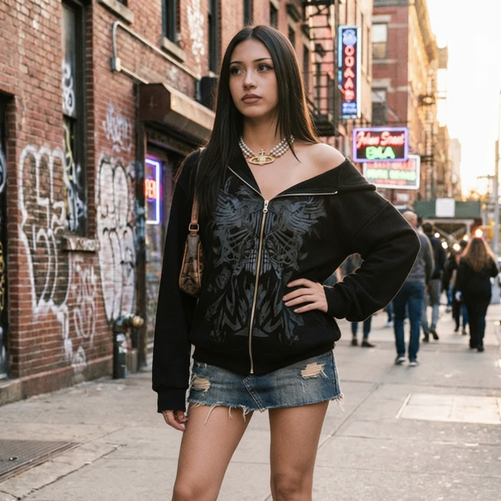 Women's Y2K Vintage Zip Up Hoodie
