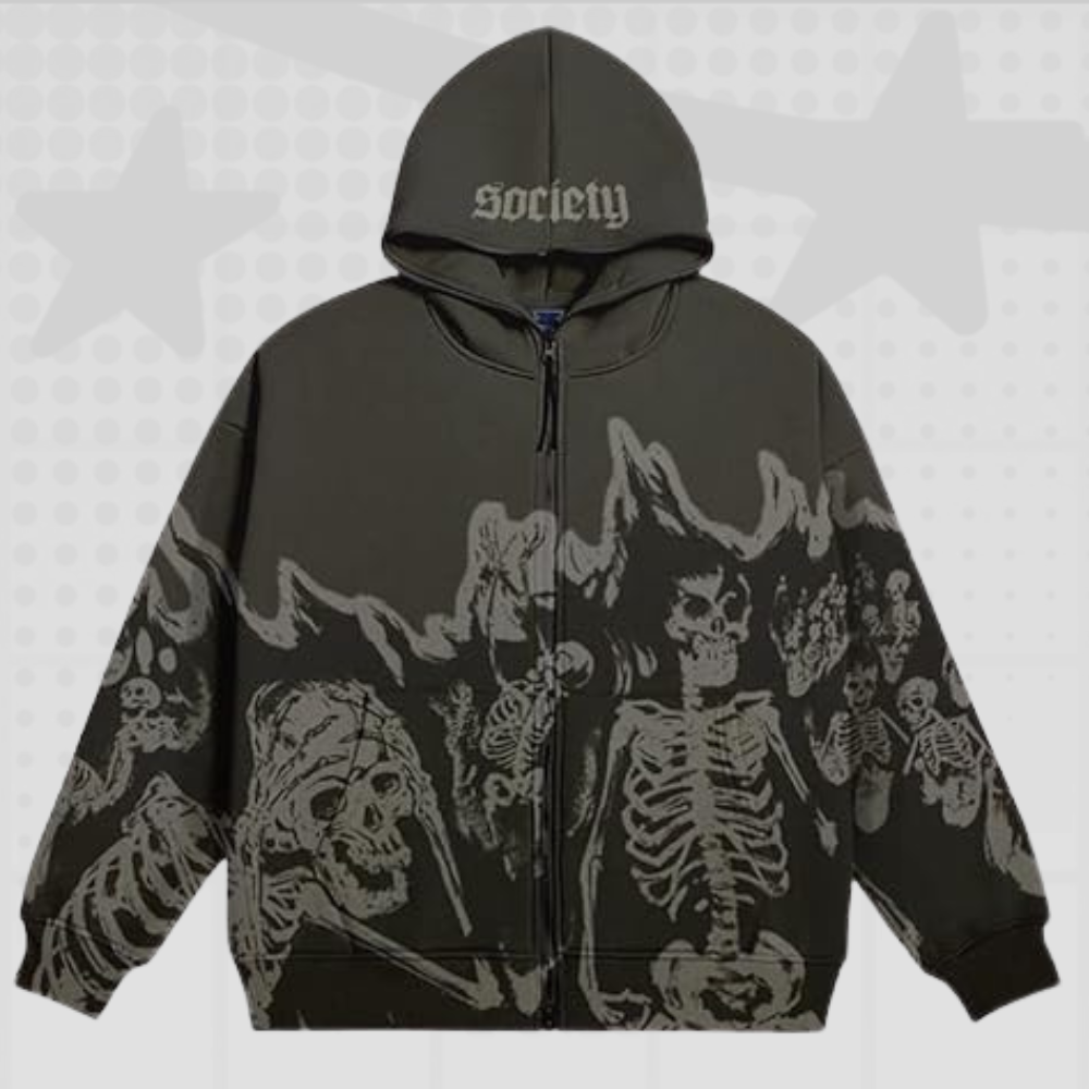 Grunge Y2K Full Zip Hoodie