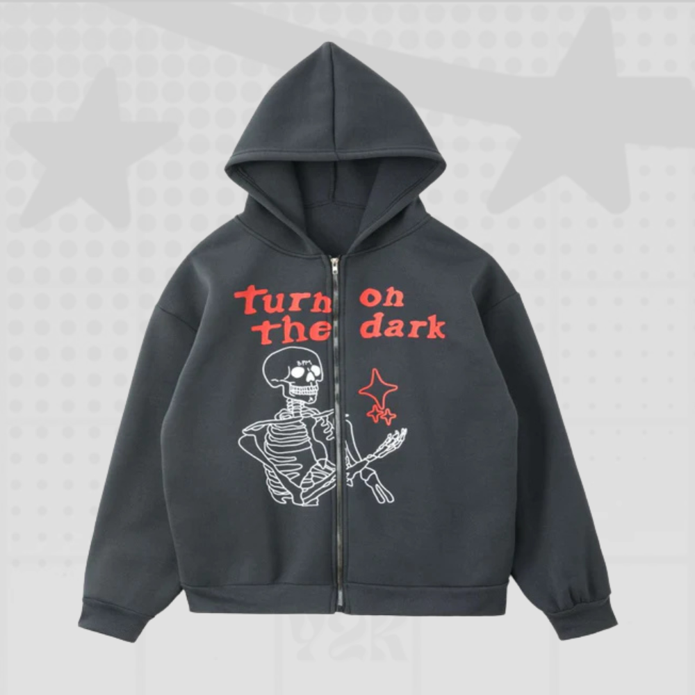 Skeleton Full Zip Hoodie Y2K