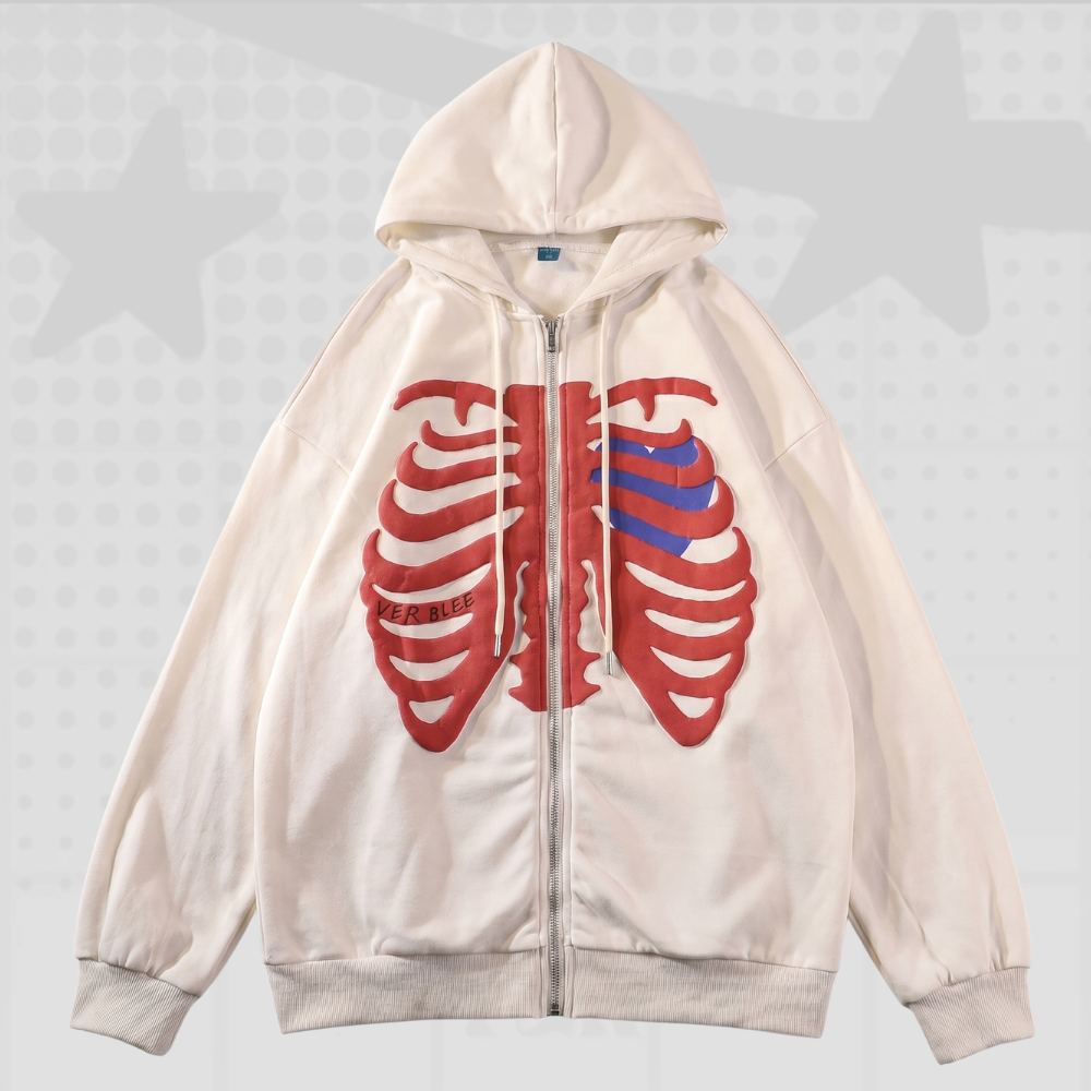 Skeleton Y2K Full Zip Hoodie