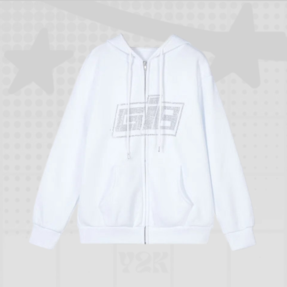 Y2K Casual Rhinestone Hoodie