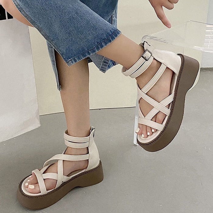 Cross Over Y2K Platform Sandals