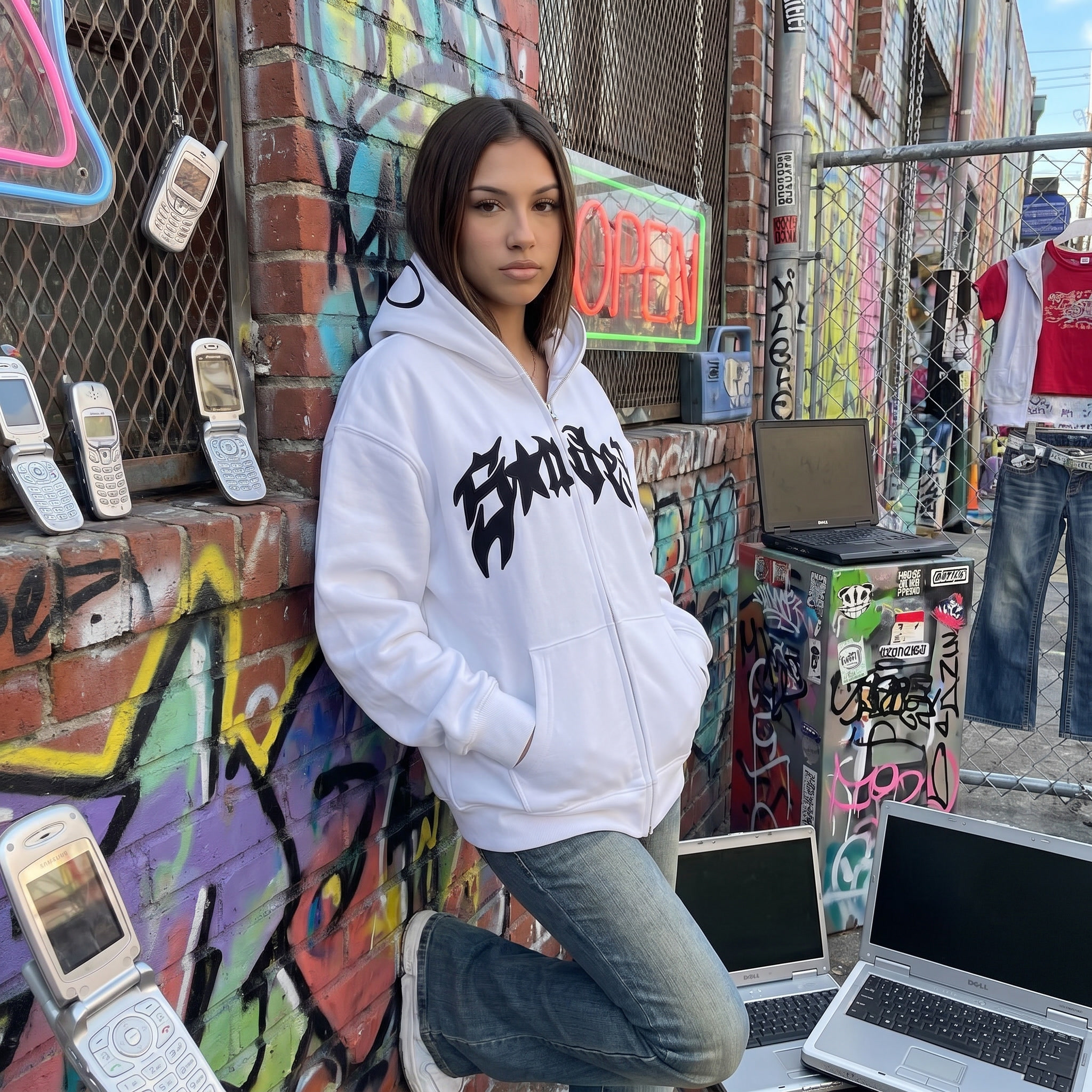 Y2K Full Zip Spider Hoodie