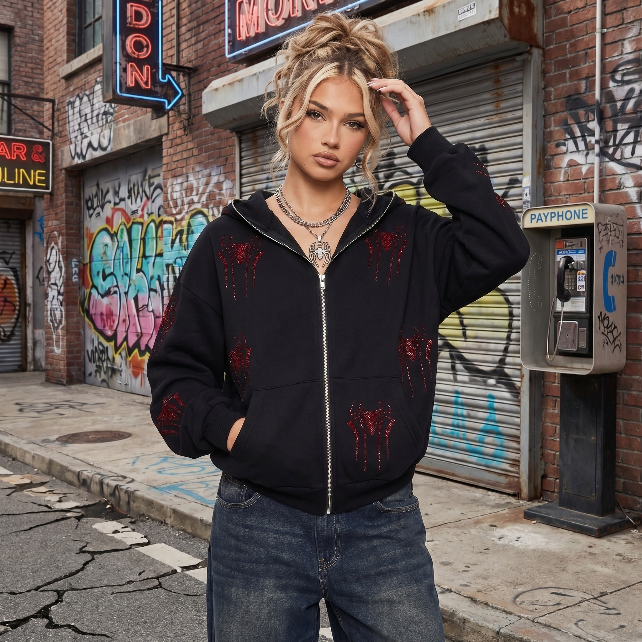 Black Grunge Y2K Hoodie
