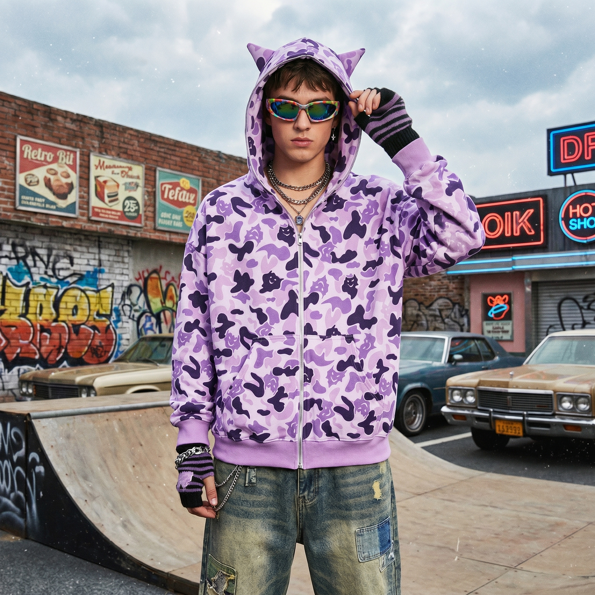 Y2K Demon Vintage Hoodie