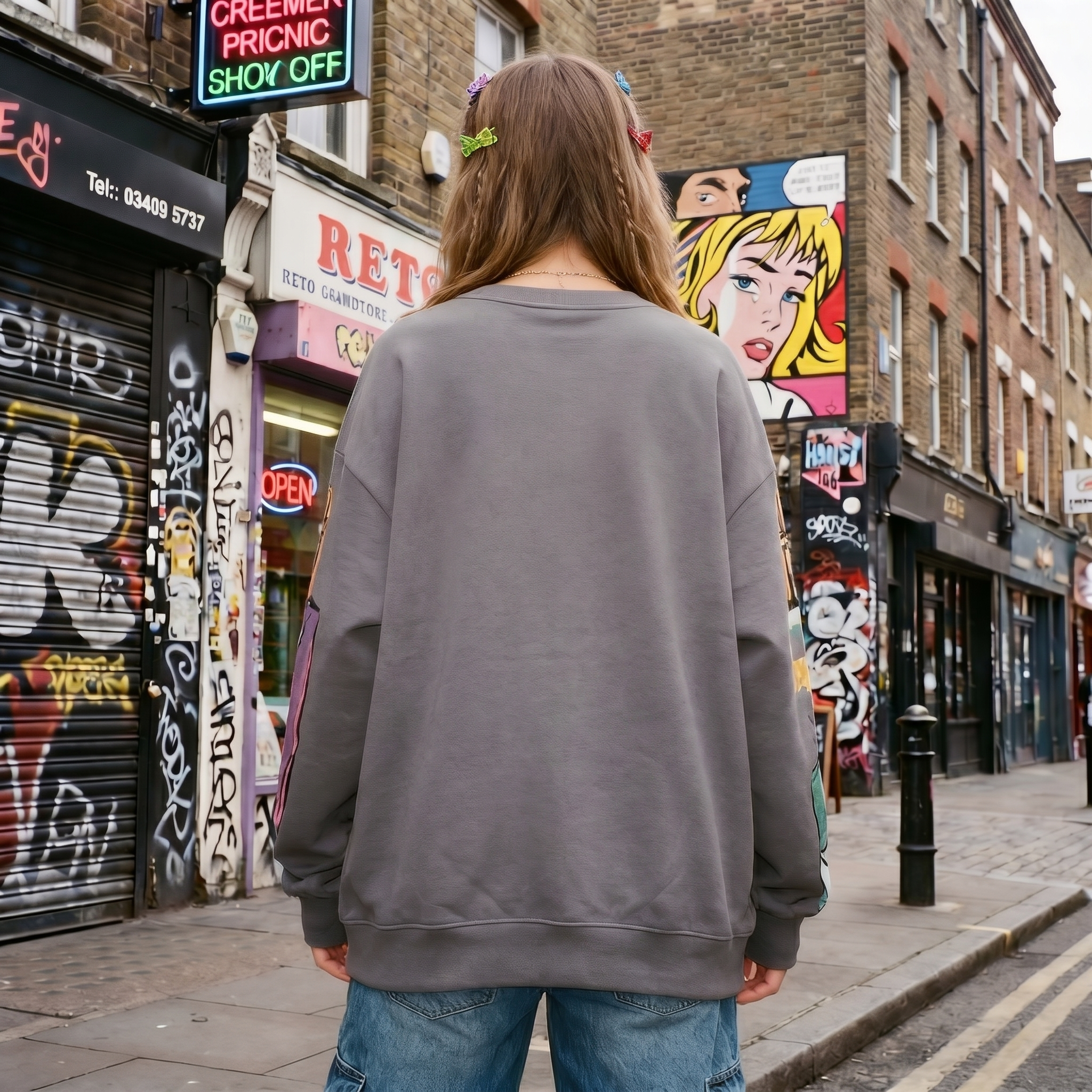 Cartoon Print Y2K Sweatshirt