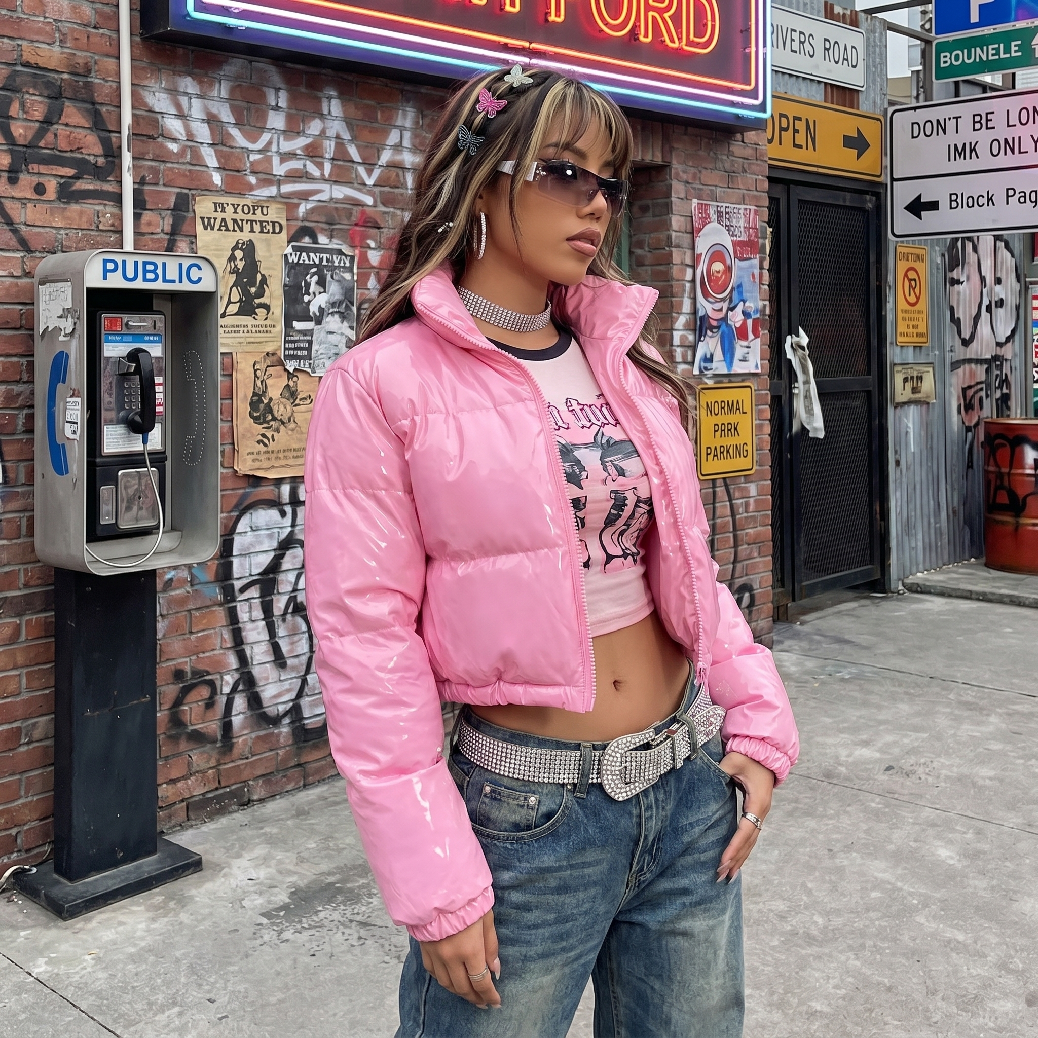 Faux Leather Cropped Y2K Jacket