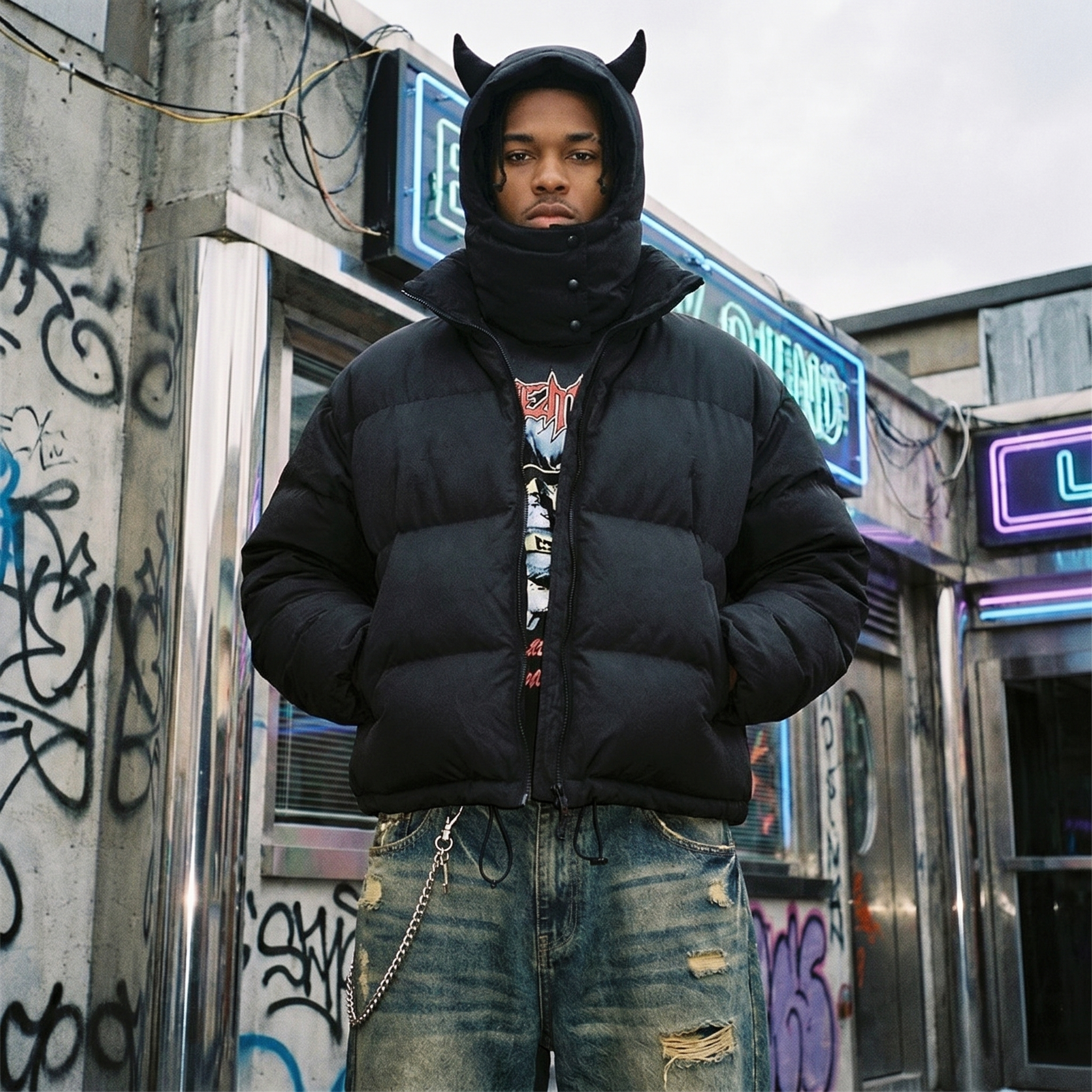 Devil Horn Oversized Y2K Jacket