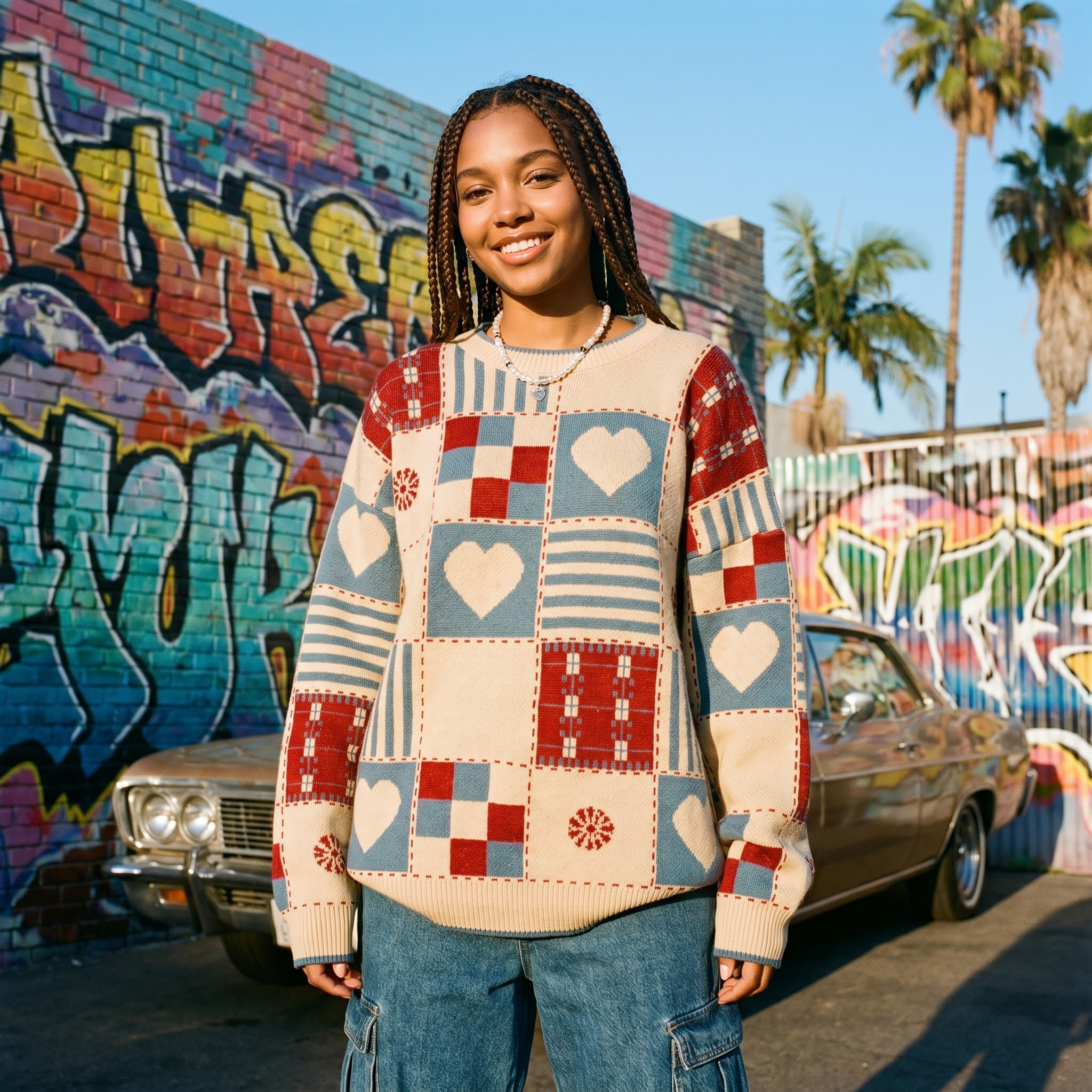 Oversized Heart Sweater Y2K